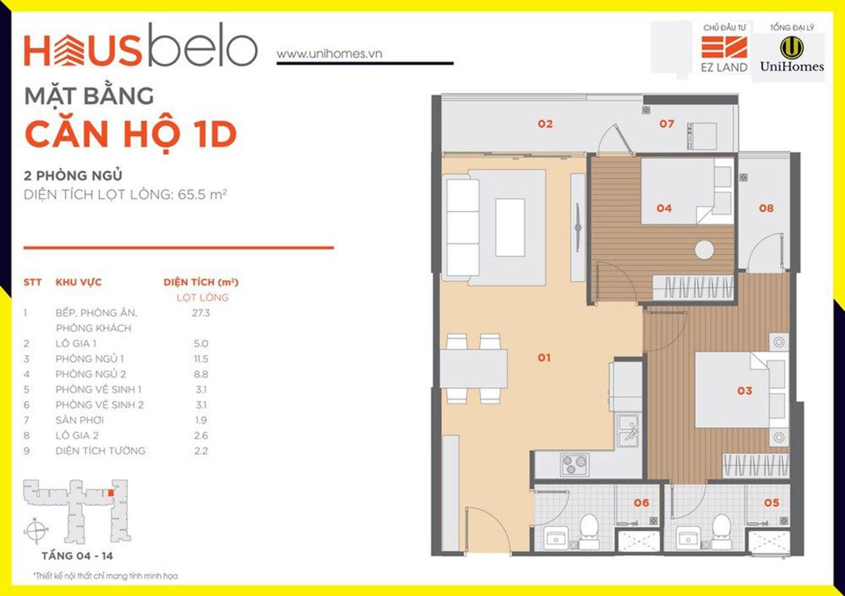 Thiết kế căn hộ 1D Hausbelo