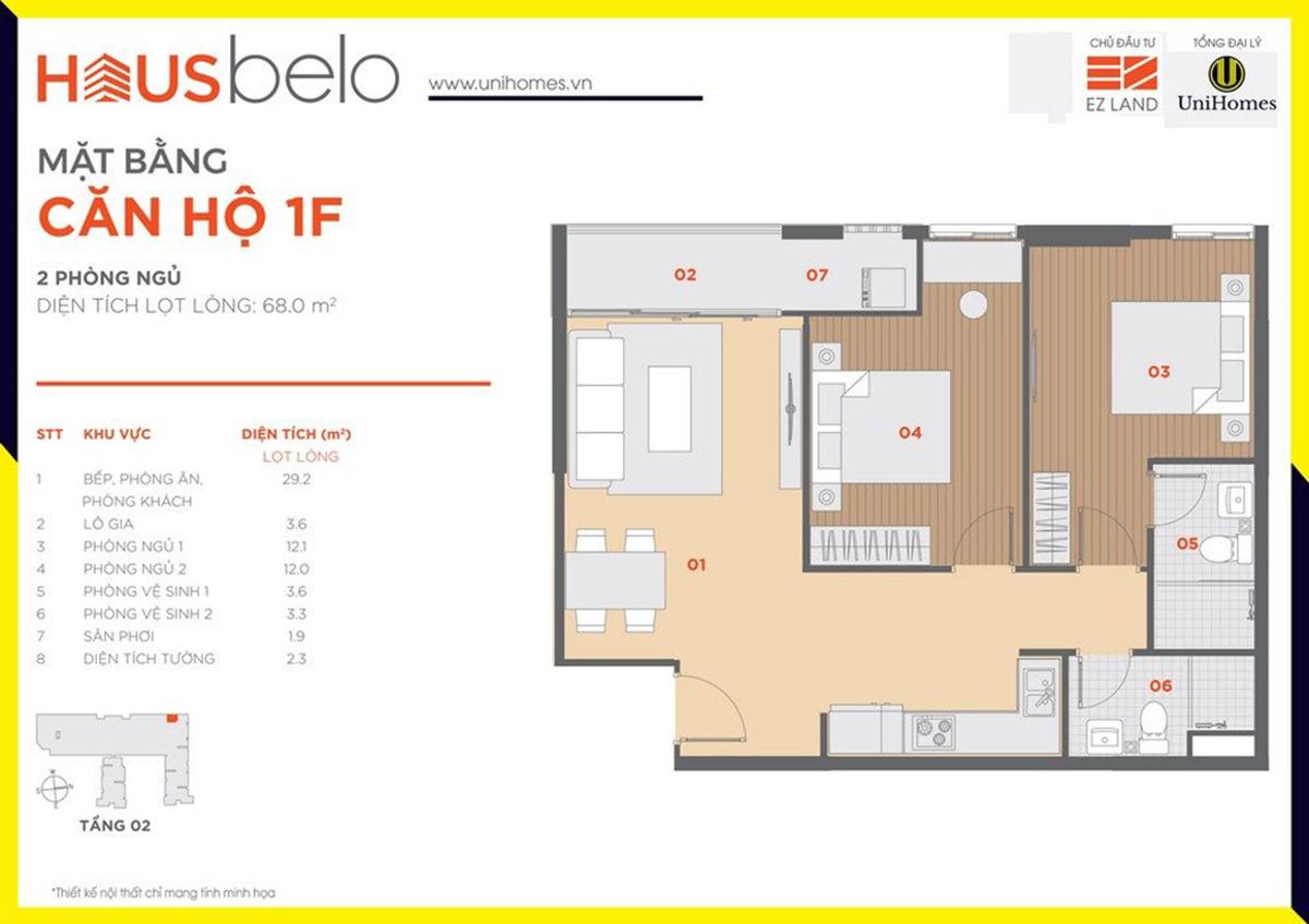 Thiết kế căn hộ 1F Hausbelo