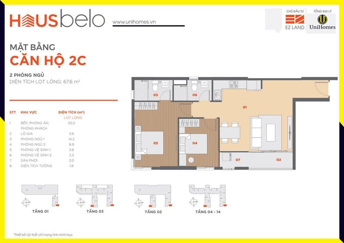 Thiết kế căn hộ 2C Hausbelo