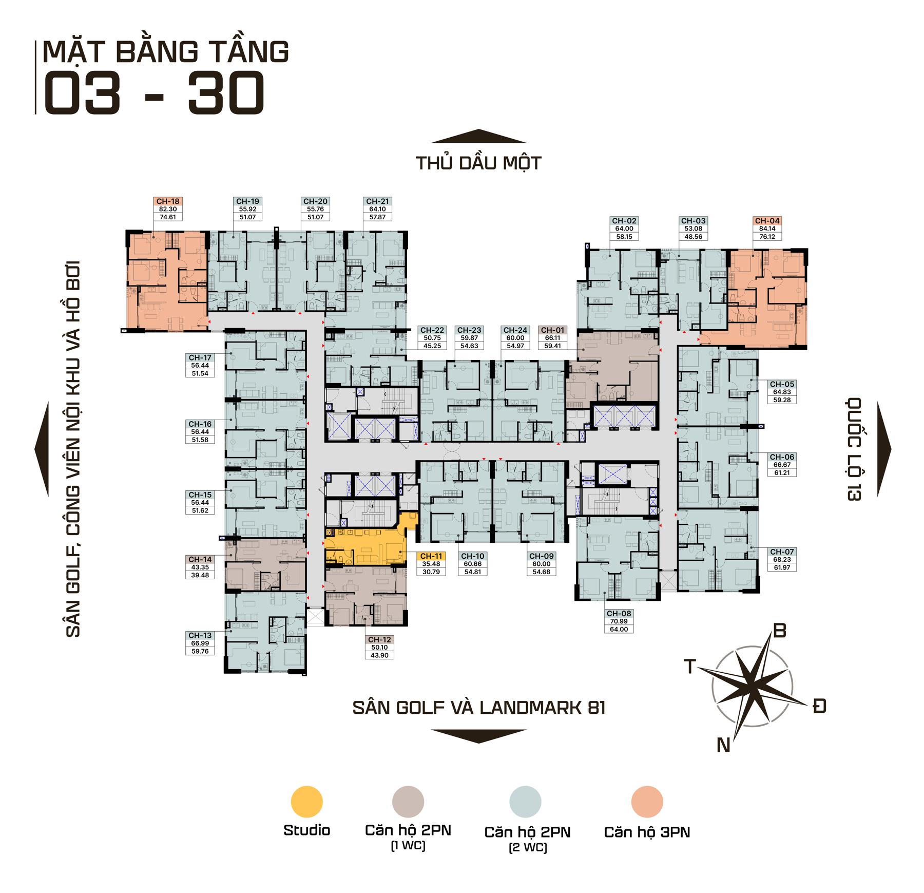 Mặt bằng tầng 3-30 Diamond Boulevard