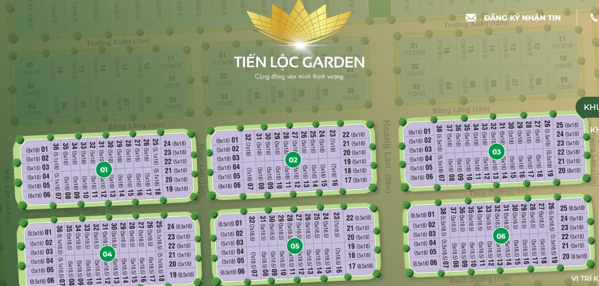 Mặt bằng nhà phố vườn dự án Tiến Lộc Garden