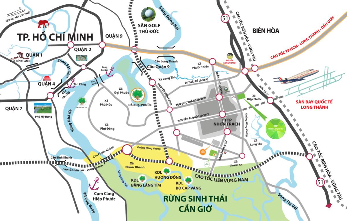 Vị trí dự án Fiato City Nhơn Trạch Đồng Nai