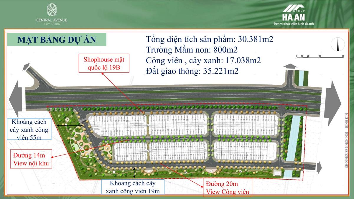 Mặt bằng dự án Central Avenue Quy Nhơn