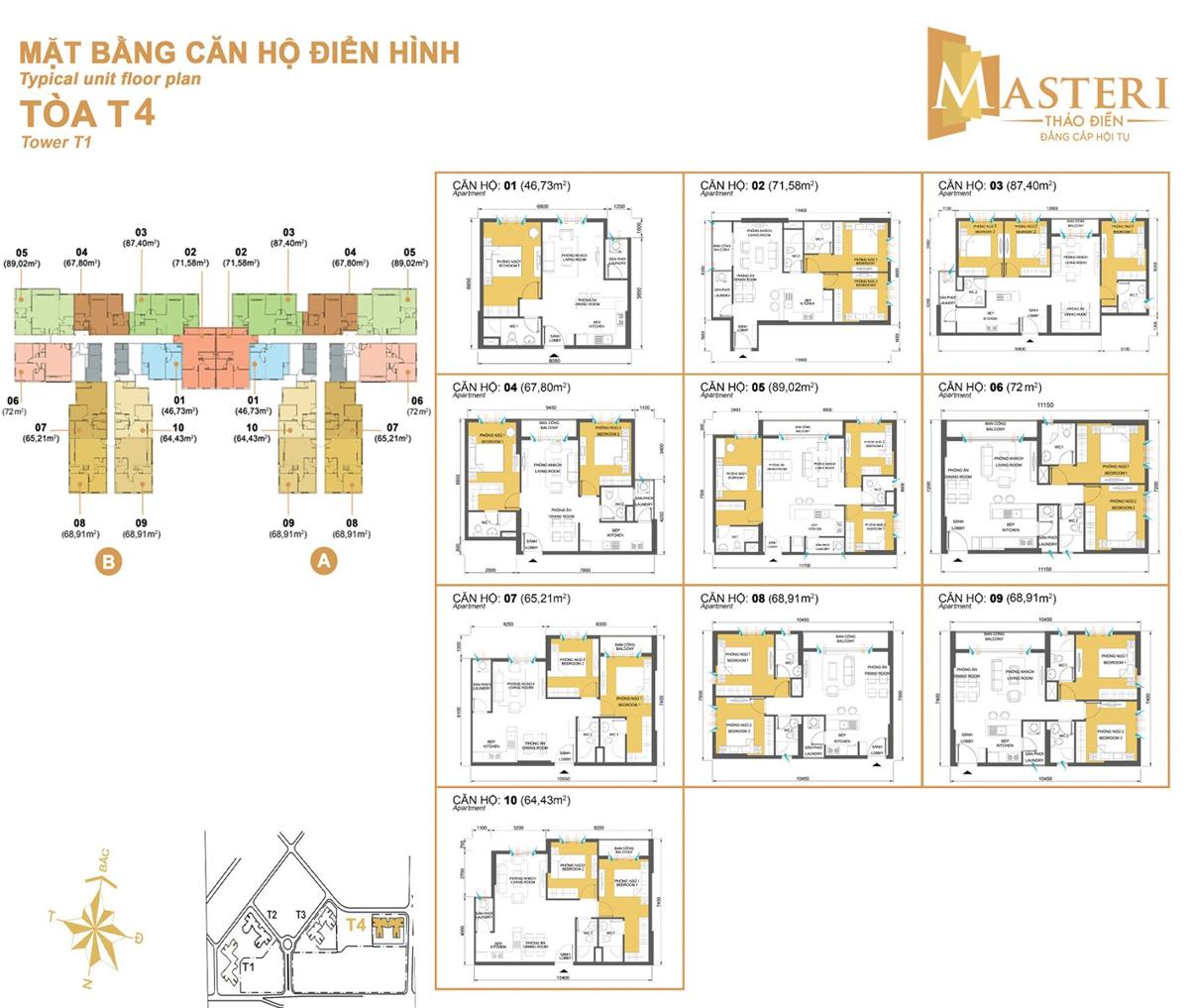 Mặt bằng & thiết kế căn hộ Masteri Thảo Điền 