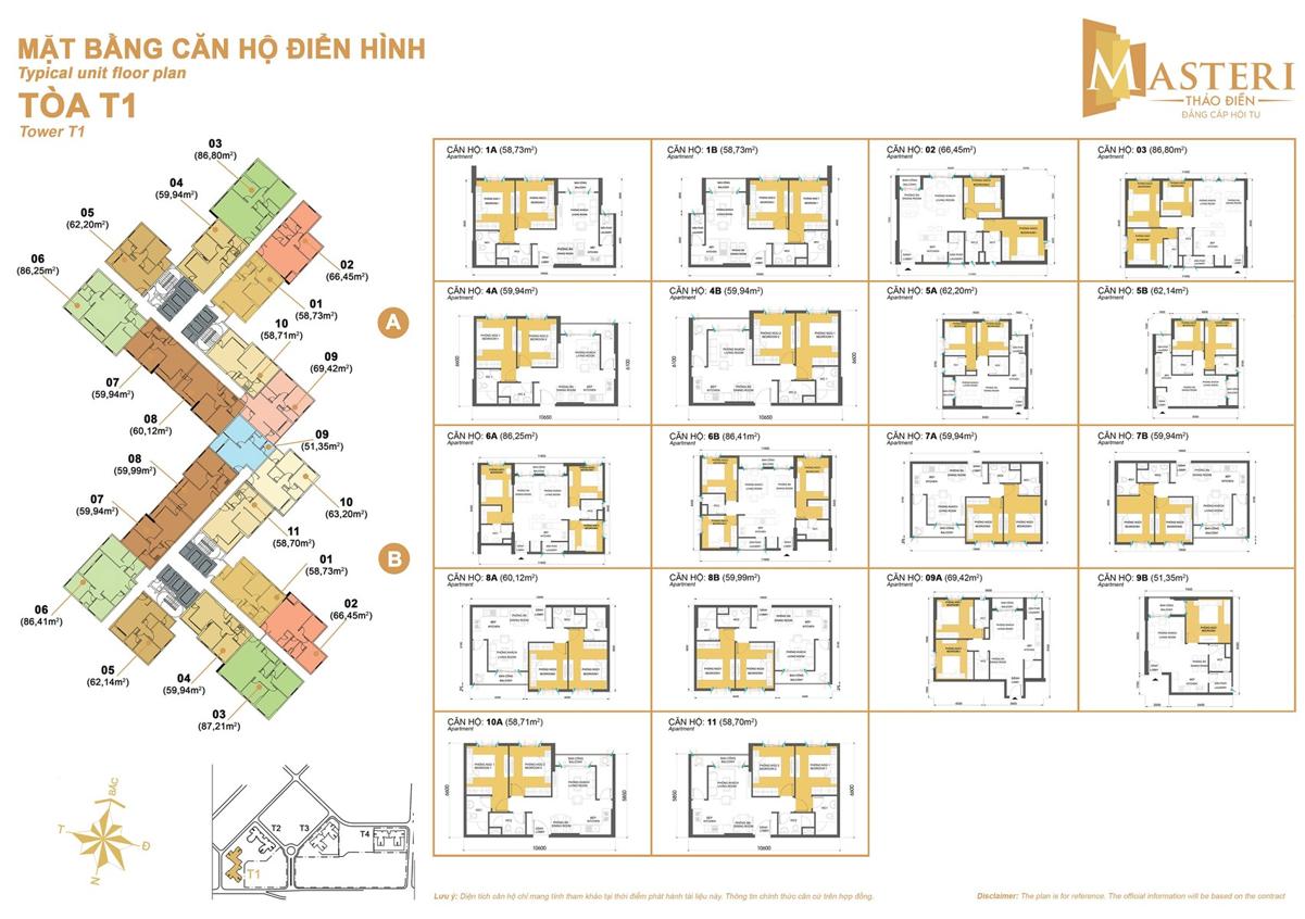 Mặt bằng & thiết kế căn hộ Masteri Thảo Điền 