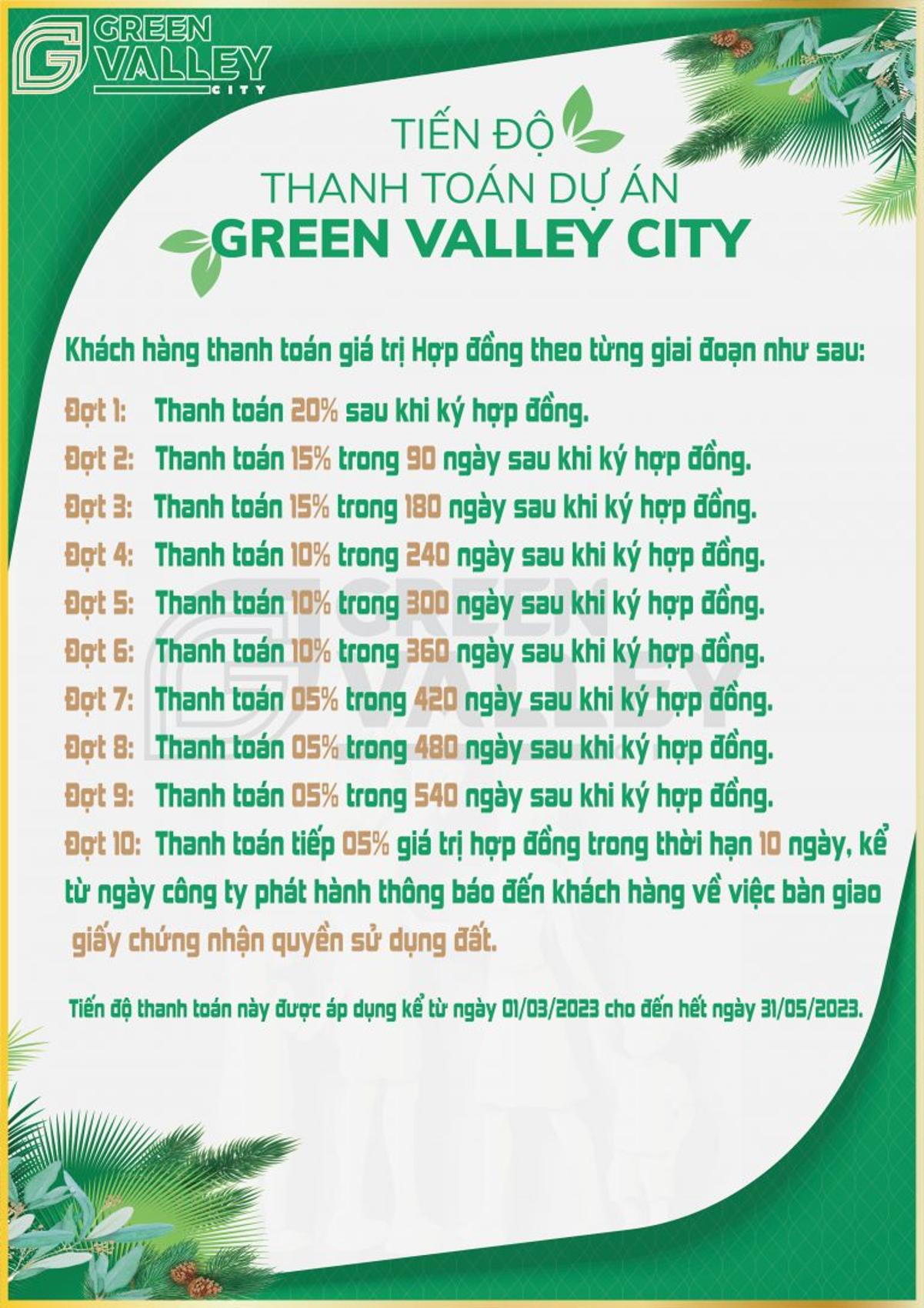 Tiến độ thanh toán dự án Green Valley City