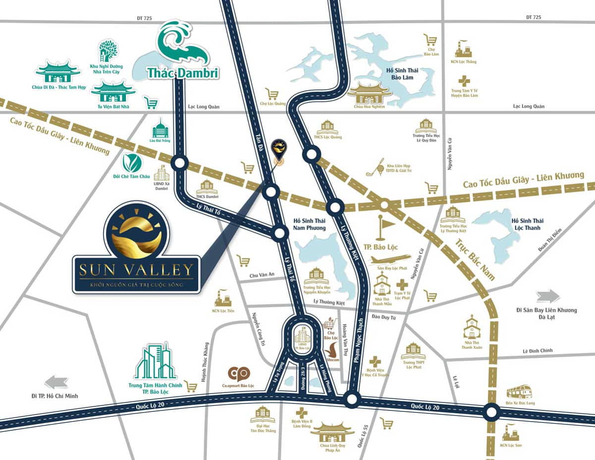 Vị trí dự án Sun Valley Bảo Lộc