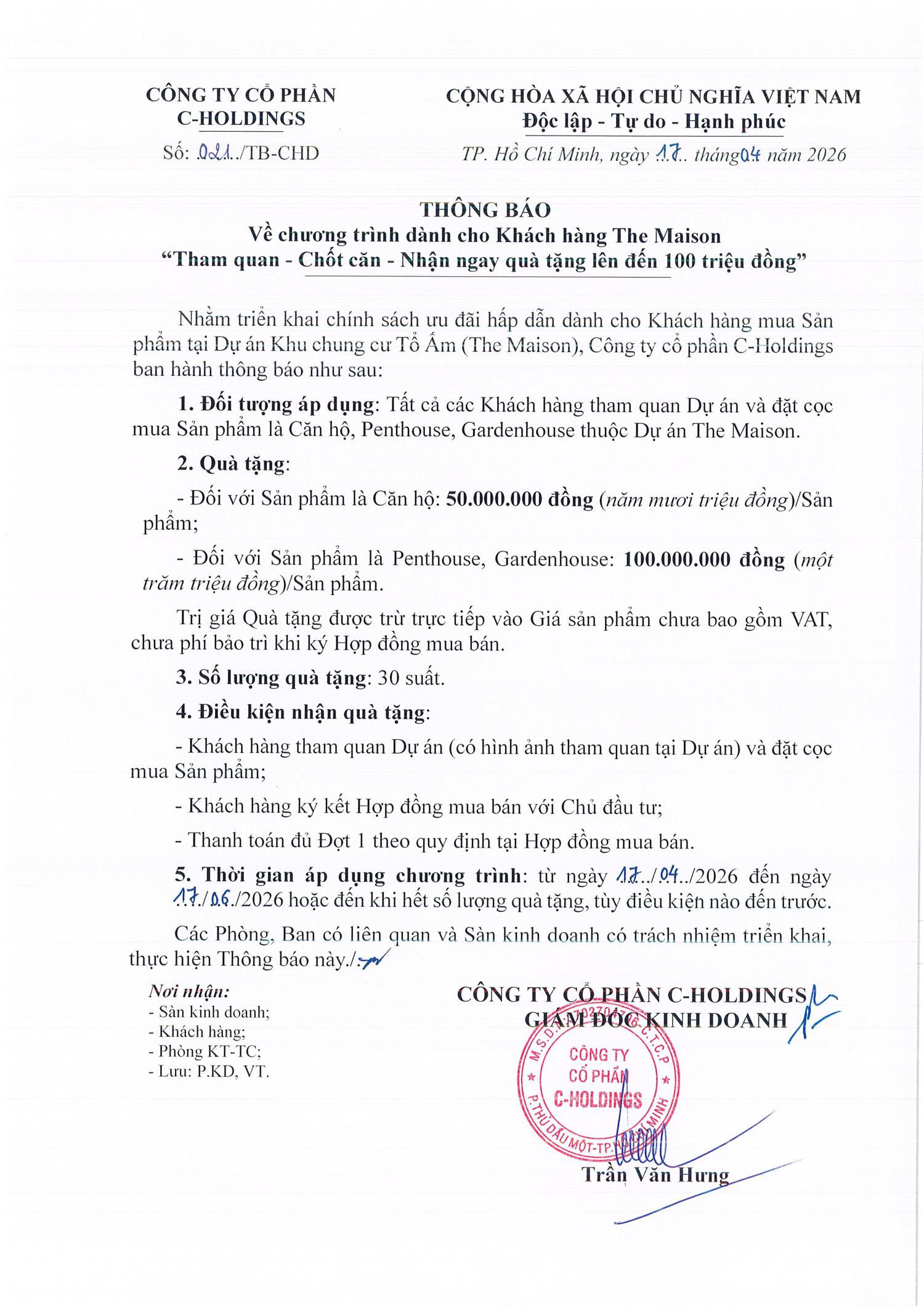 The Maison Bình Dương Chính sách & thanh toán The Maison