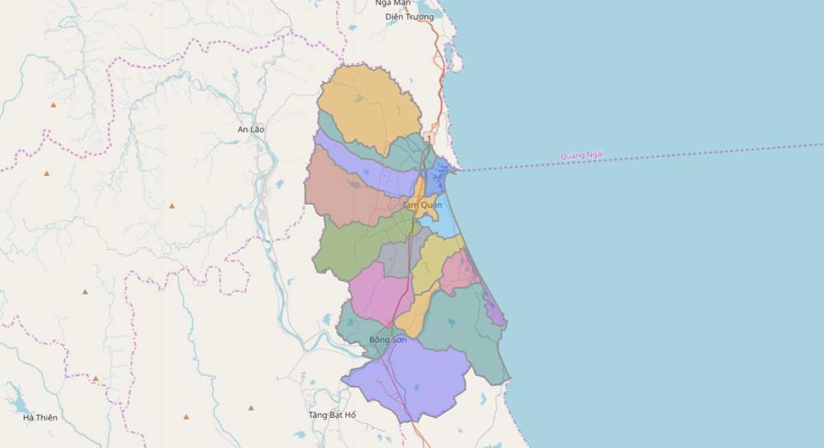 Bản đồ hành chính huyện Hoài Nhơn tỉnh Bình Định