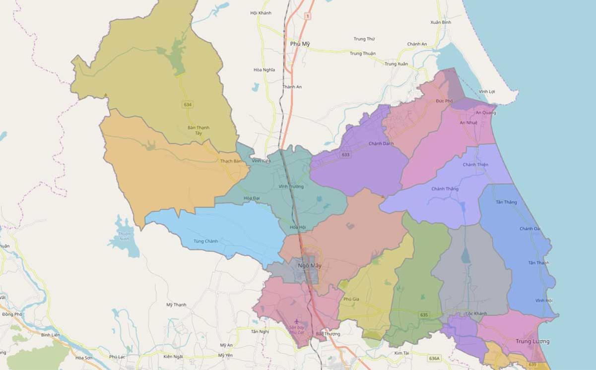 Bản đồ hành chính huyện Phù Cát tỉnh Bình Định