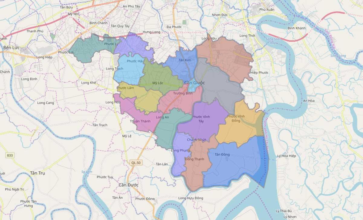 Bản đồ hành chính Huyện Cần Giuộc