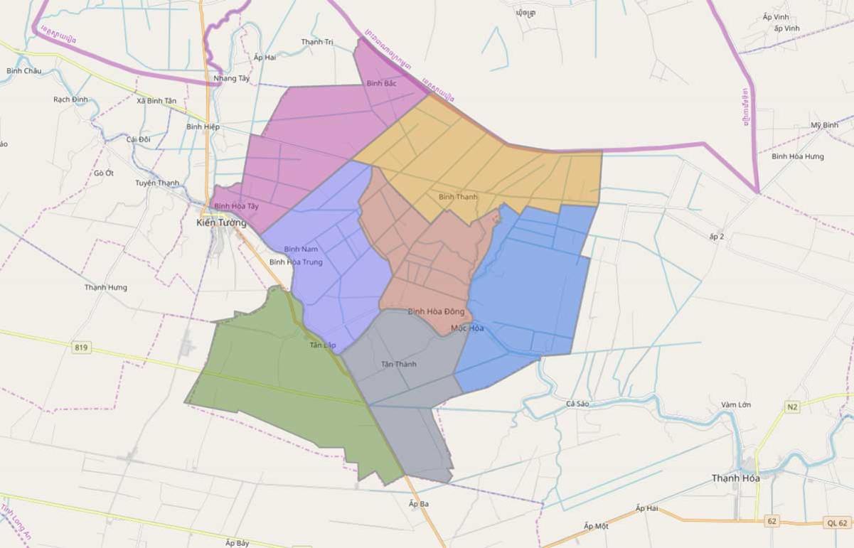 Bản đồ hành chính Huyện Mộc Hoá