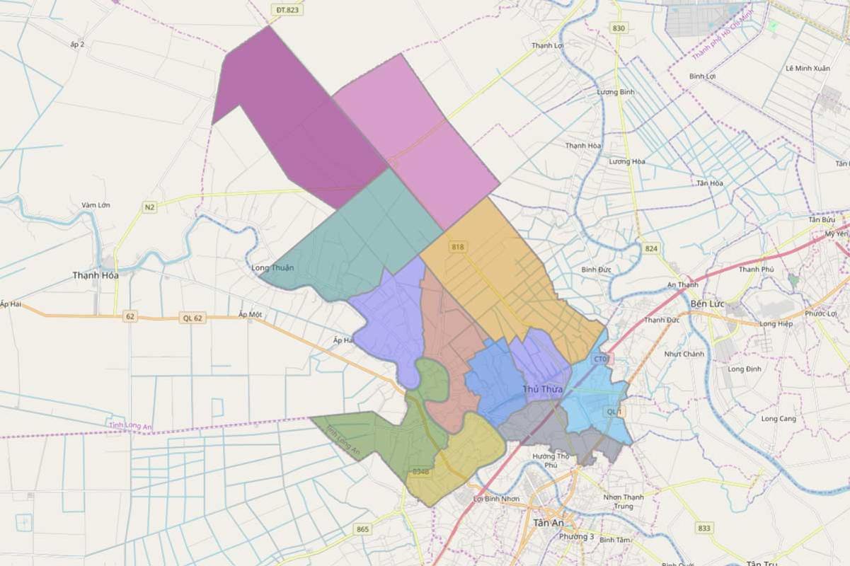 Bản đồ hành chính Huyện Thủ Thừa