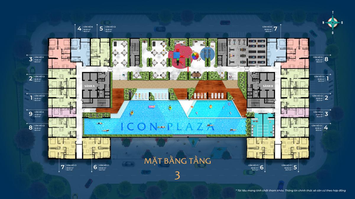 Mặt bằng tầng 3 dự án Icon Plaza