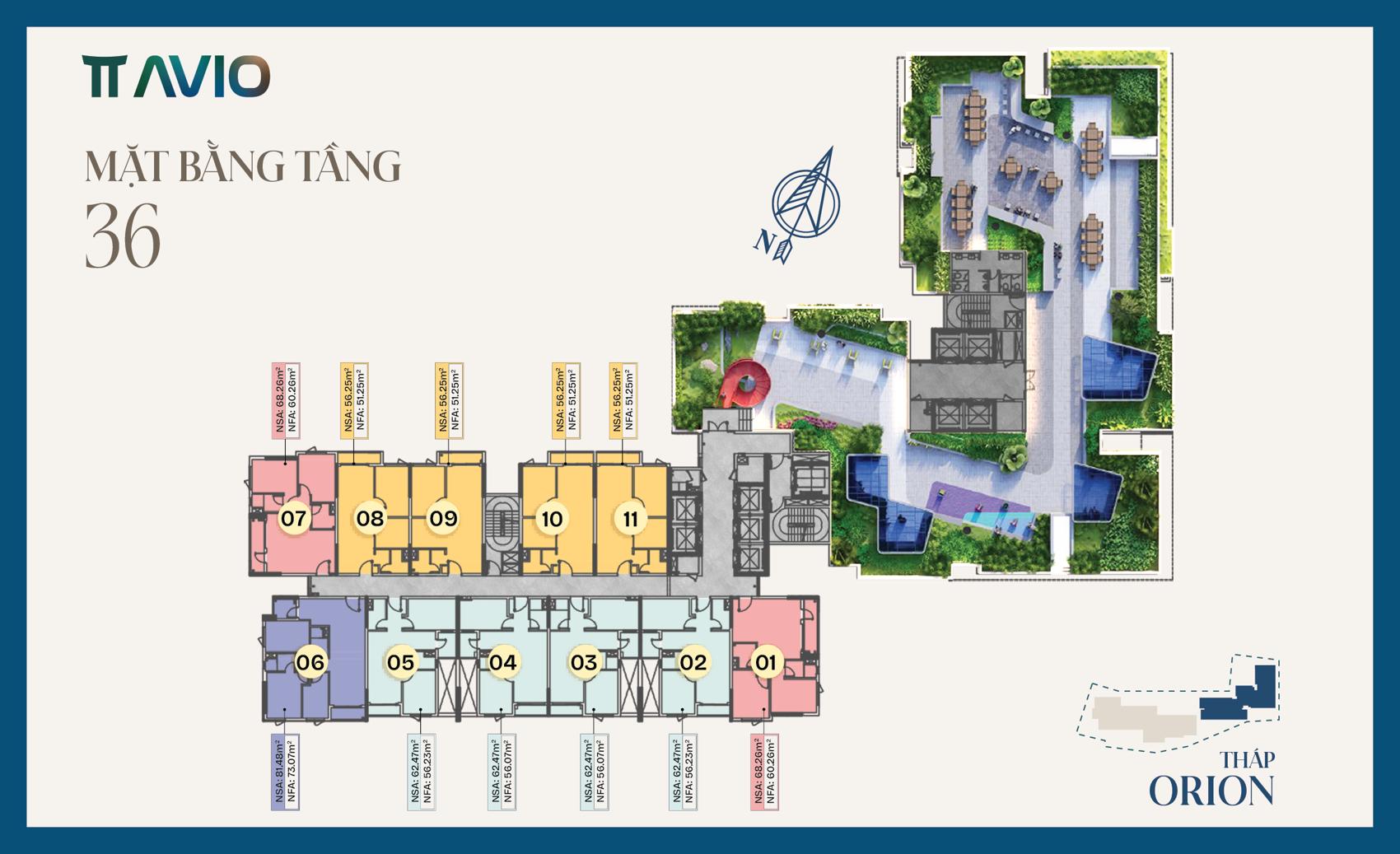 TT Avio Mặt bằng tầng 36 Tháp Orion TT AVIO