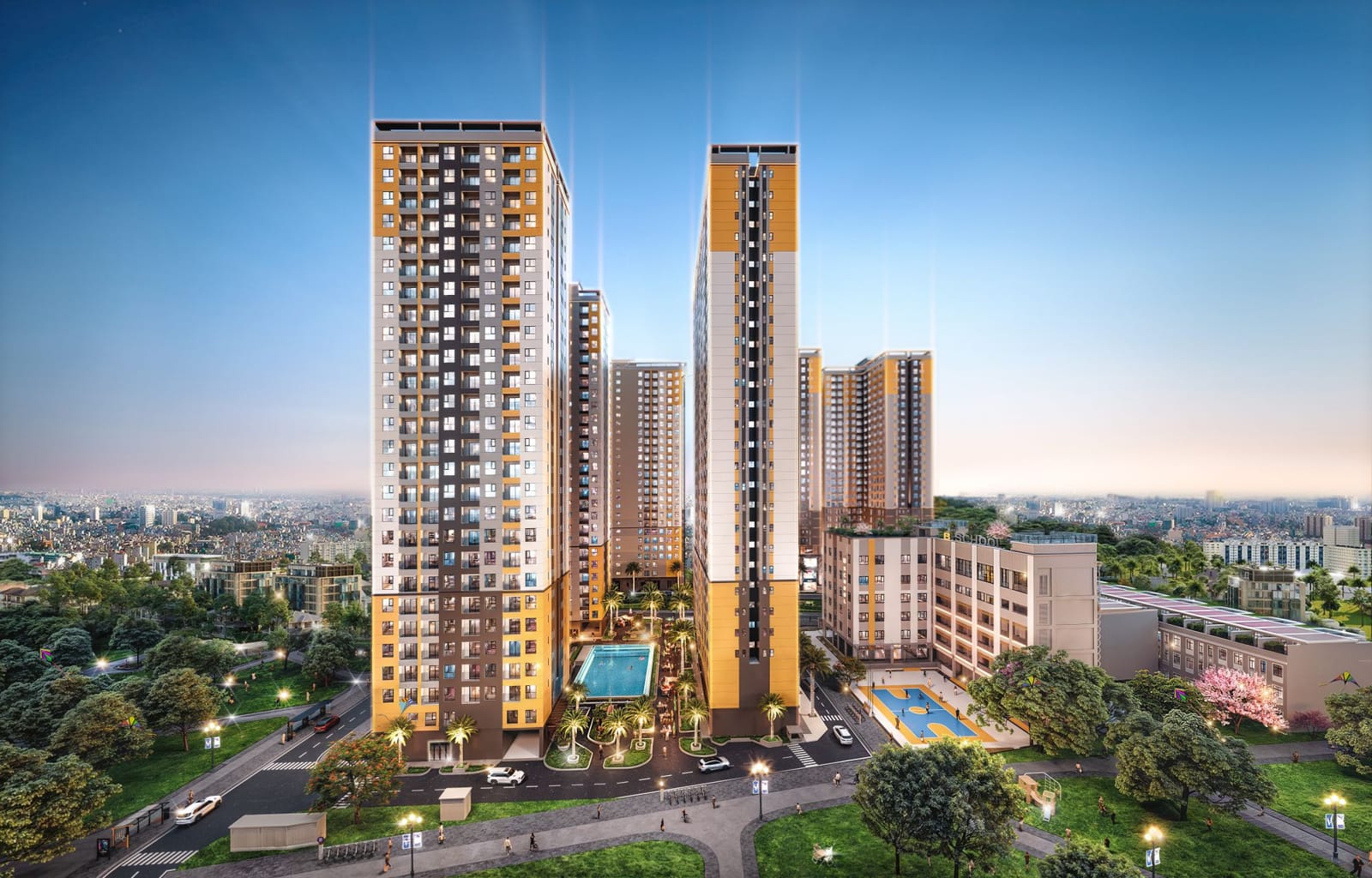 Phối cảnh tháp Green Emerald Bcons City