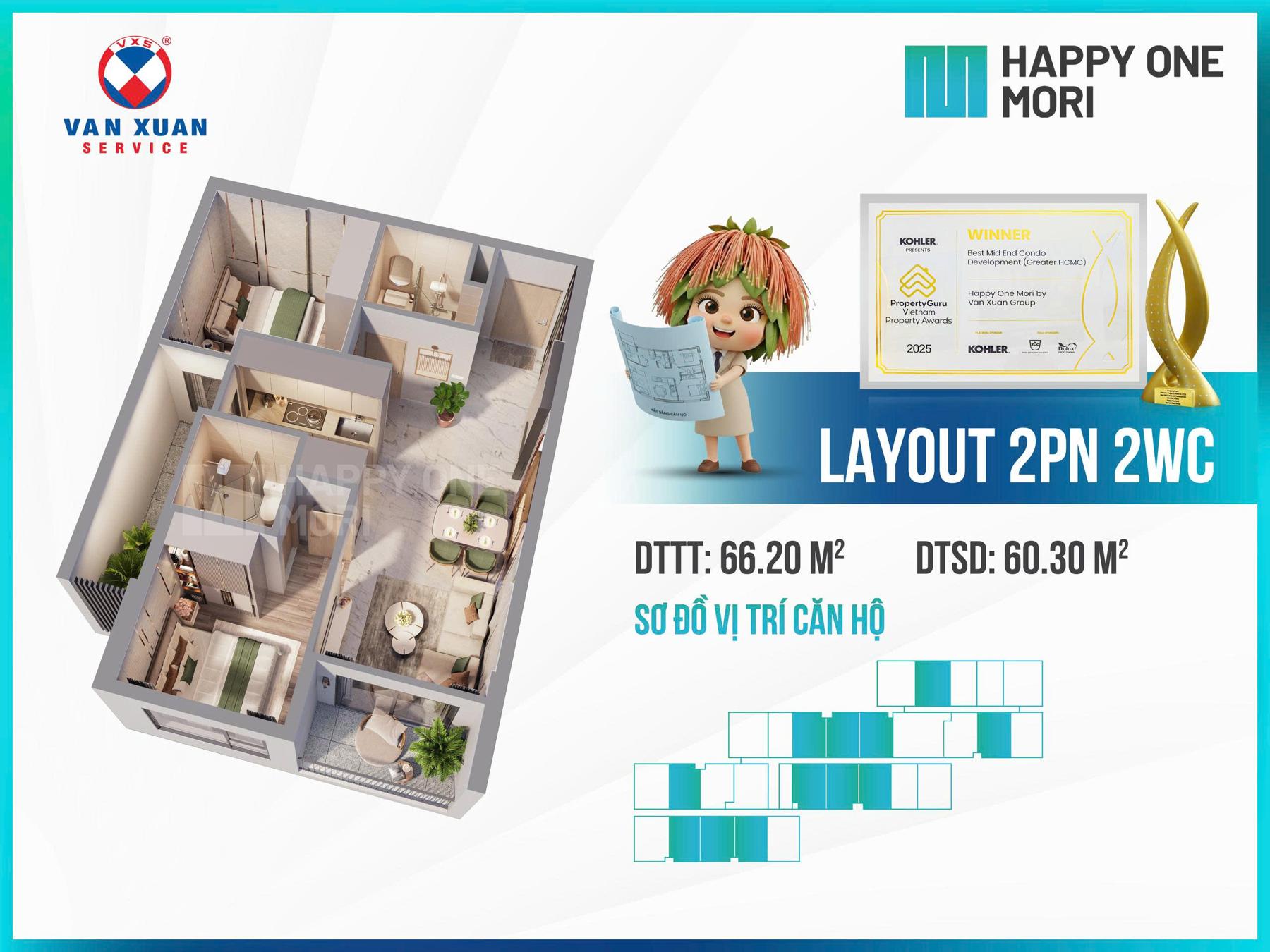 Dự án Mặt bằng & thiết kế căn hộ Happy One Mori