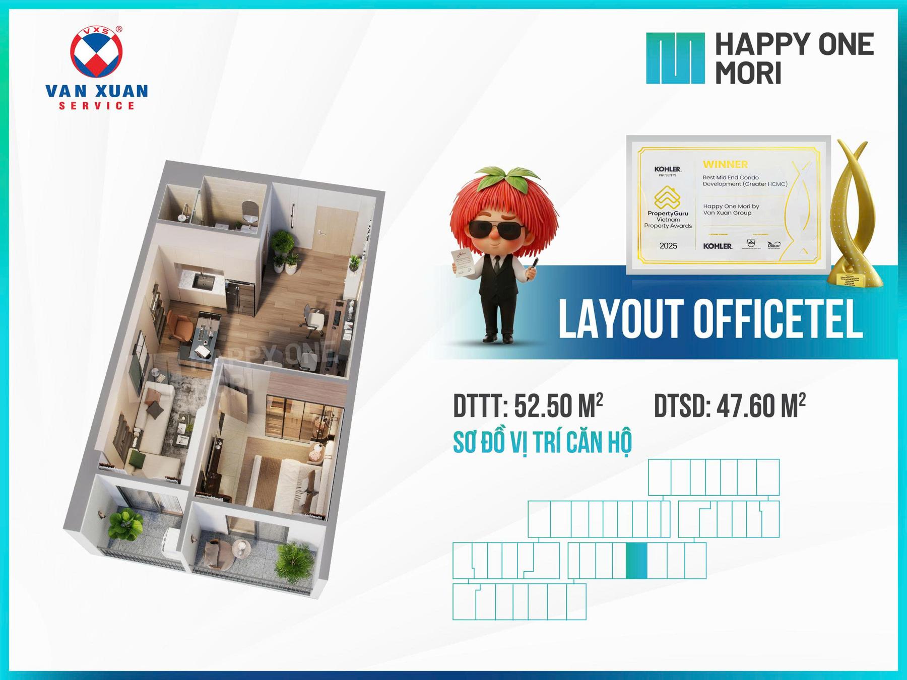 Dự án Mặt bằng & thiết kế căn hộ Happy One Mori