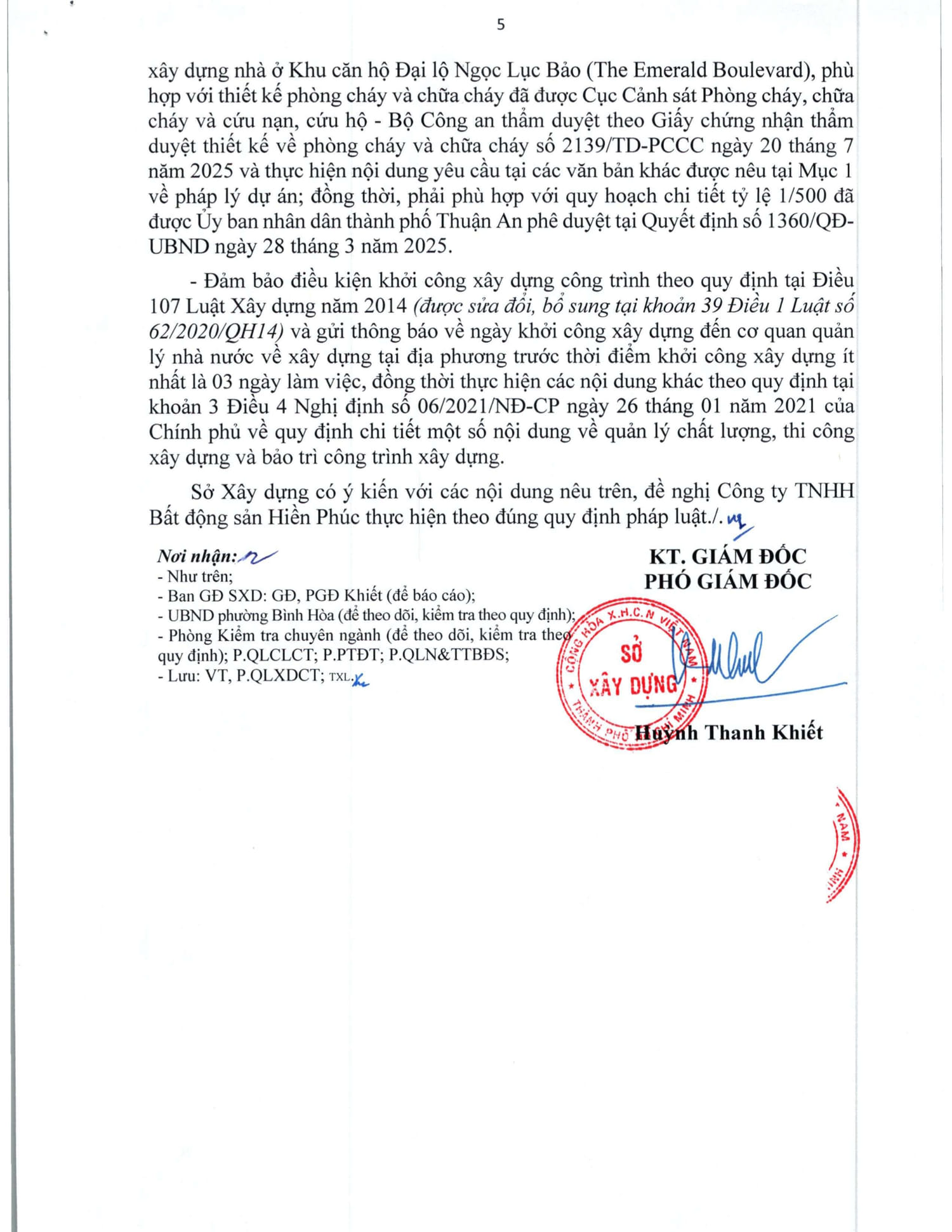 20250929 CV 9785 SXD XAC NHAN DU AN DUOC MIEN GIAY PHEP XAY DUNG DC 002