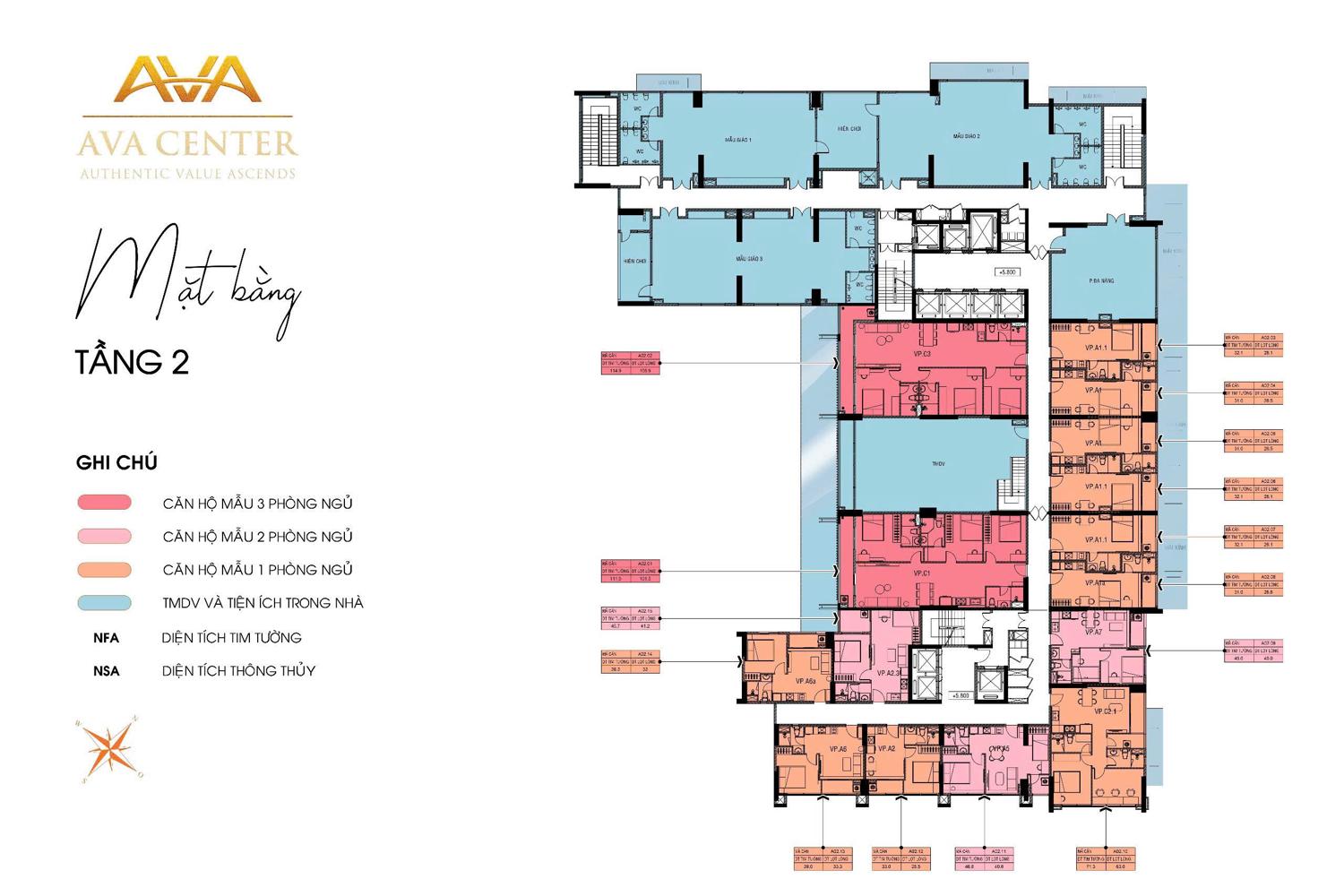 Mặt bằng & thiết kế Ava Center