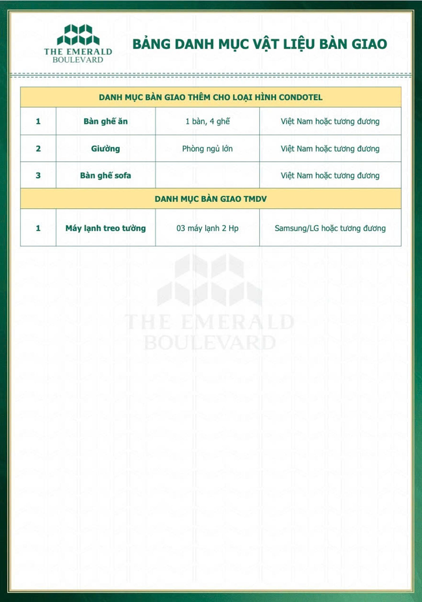 Vật liệu bàn giao cao cấp & tặng full nội thất