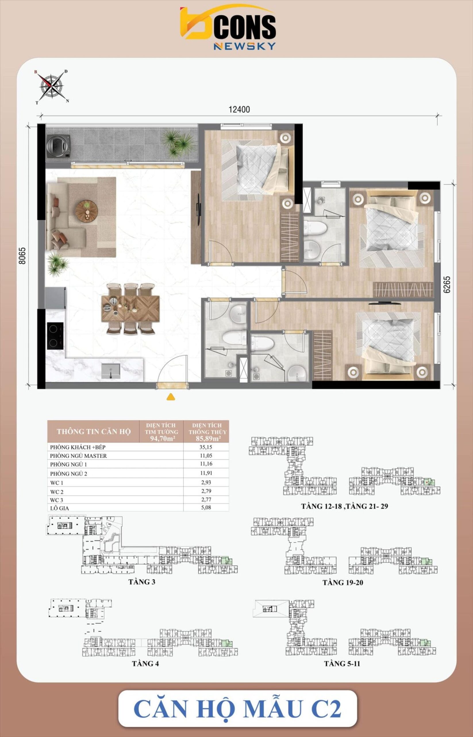 Mặt bằng & thiết kế Bcons Newsky