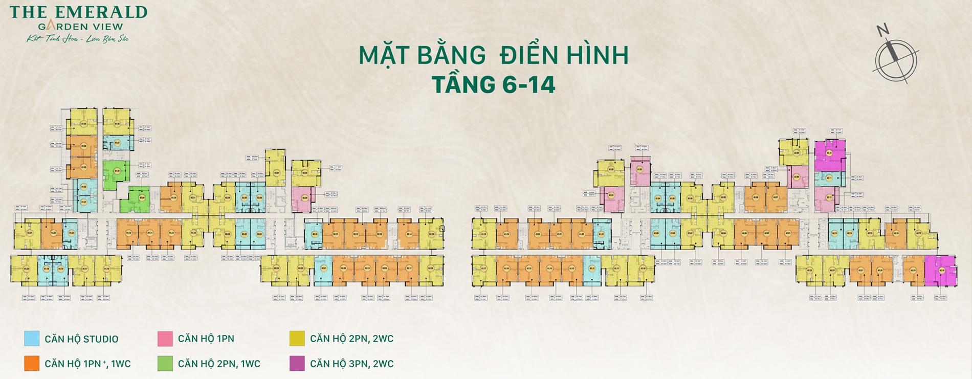 Mặt bằng tầng điển hình The Emerald Garden View