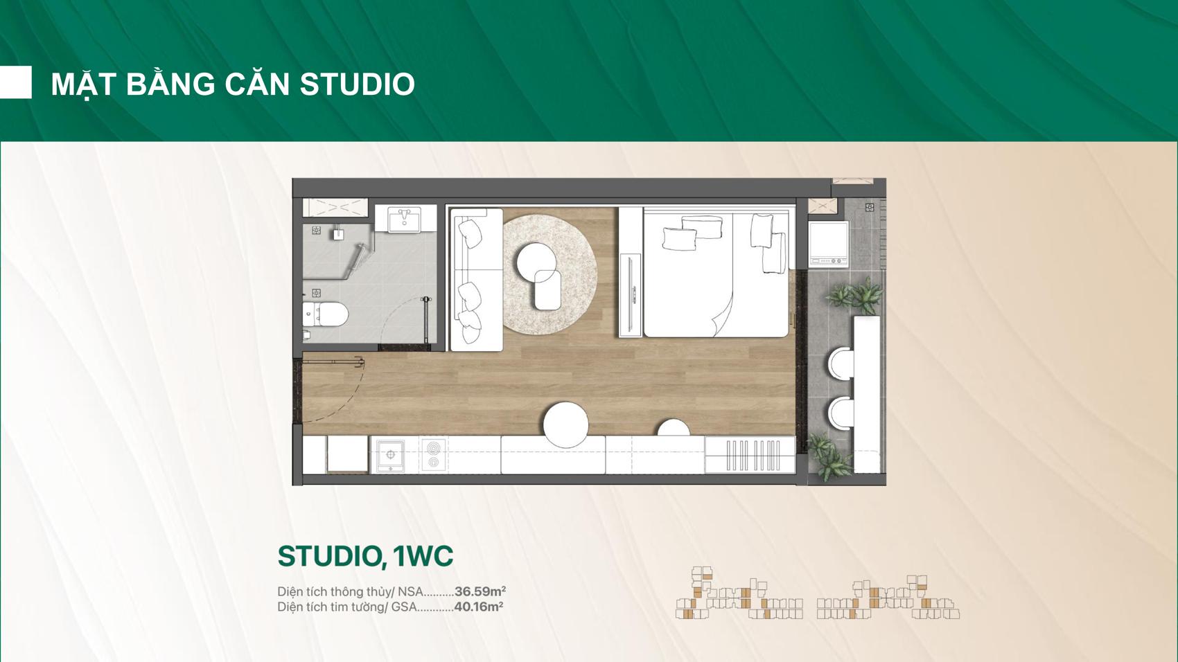 Thiết kế Studio The Emerald Garden View