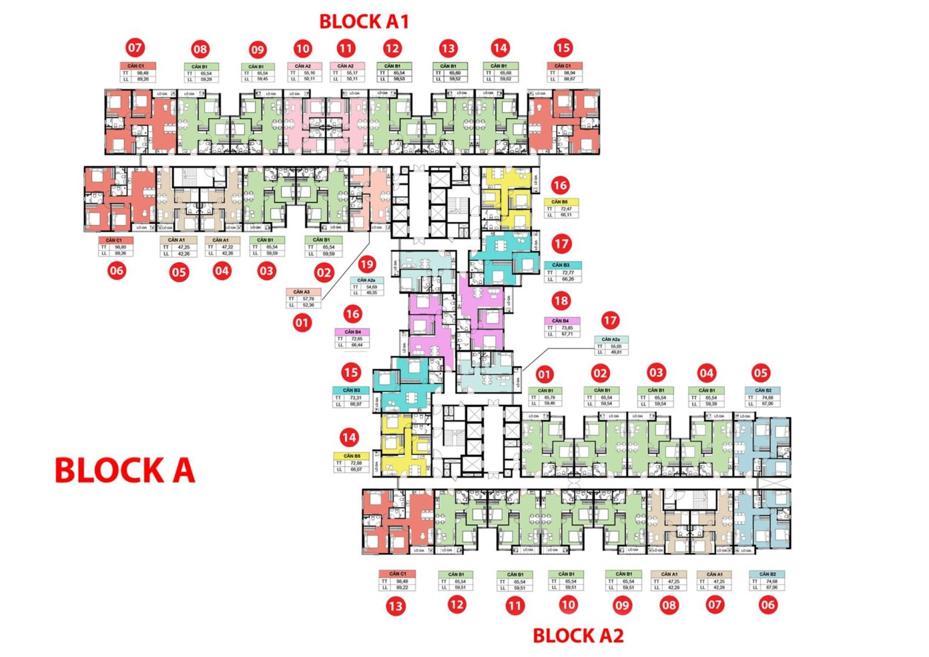Mặt bằng Block A Bcons Newsky