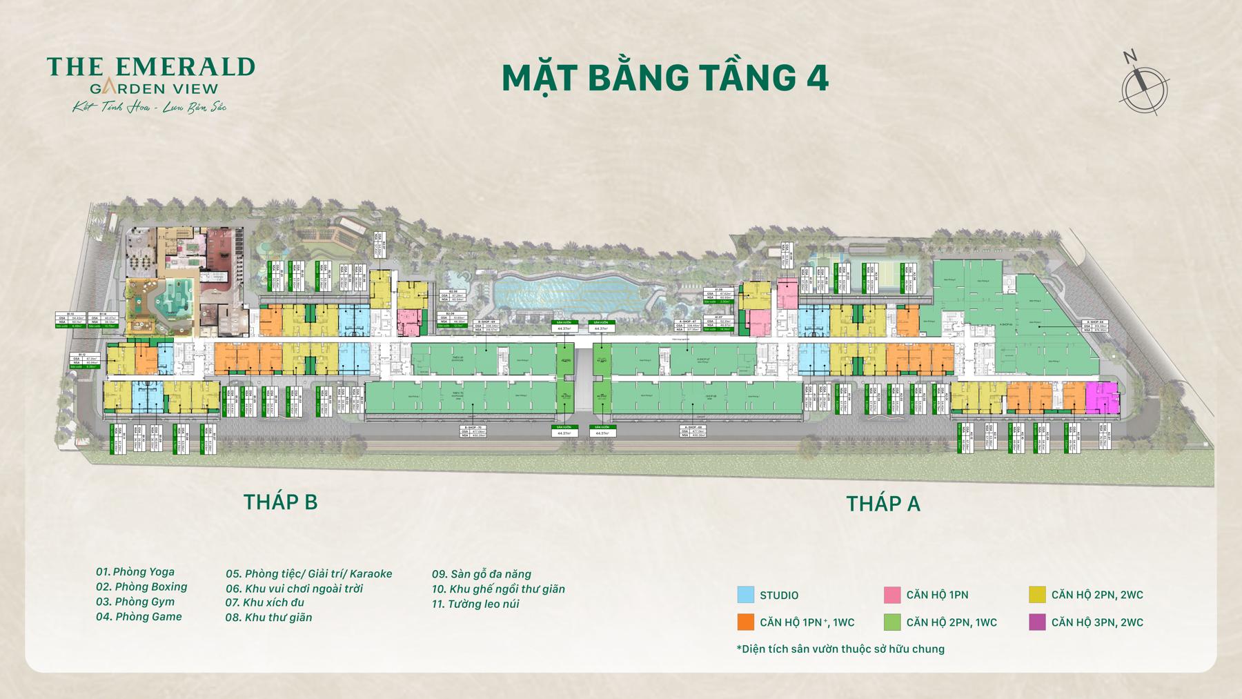 Mặt bằng tầng 4 The Emerald Garden View