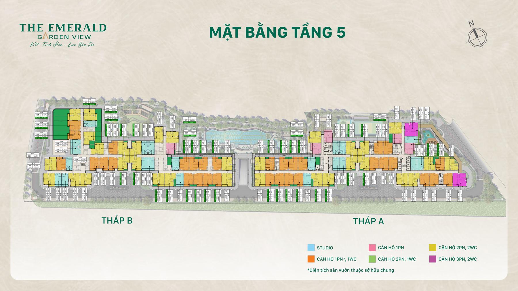 Mặt bằng tầng 5 The Emerald Garden View