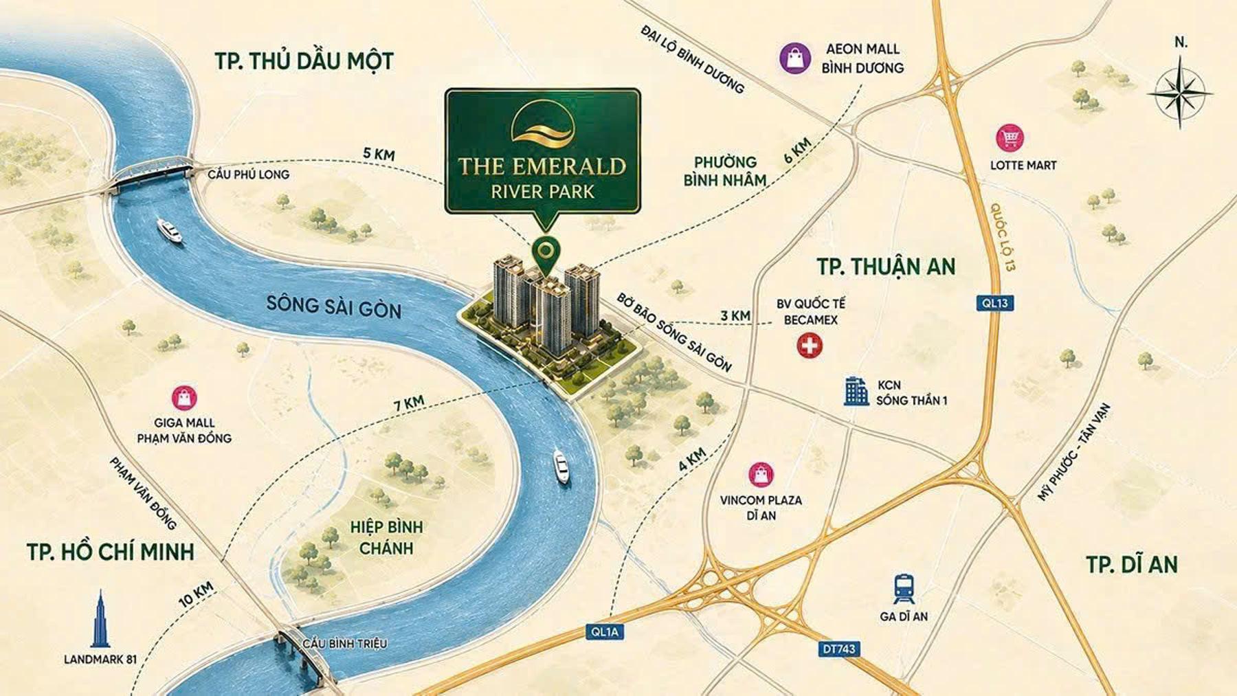 Dự án Vị trí dự án The Emerald River Park