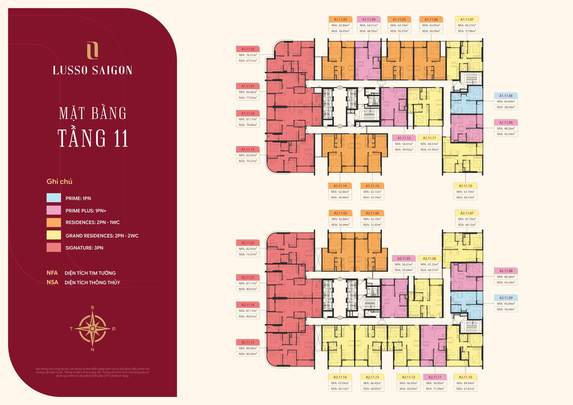 Lusso Saigon Mặt bằng tầng 11 Lusso Saigon