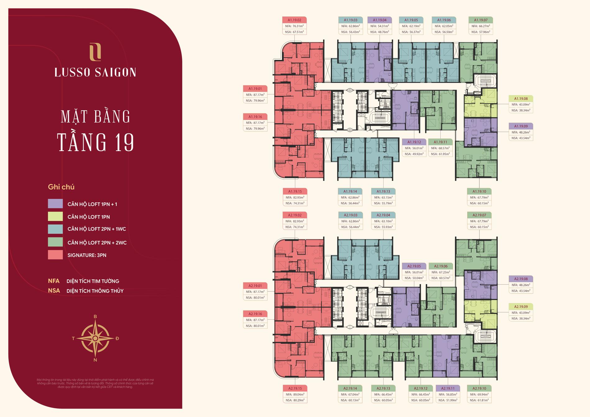 Lusso Saigon Mặt bằng tầng 19 Lusso Saigon