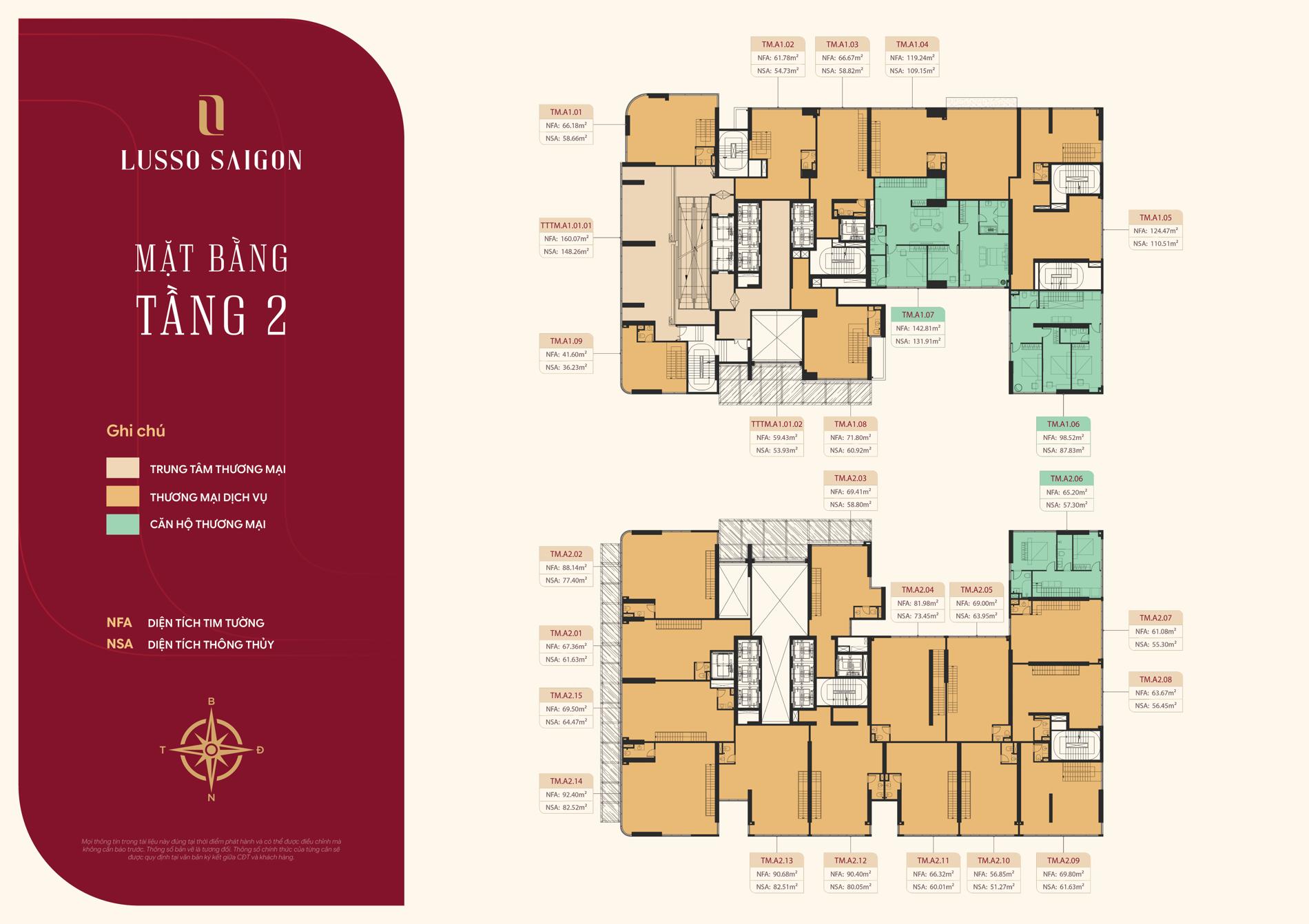 Lusso Saigon Mặt bằng tầng 2 Lusso Saigon