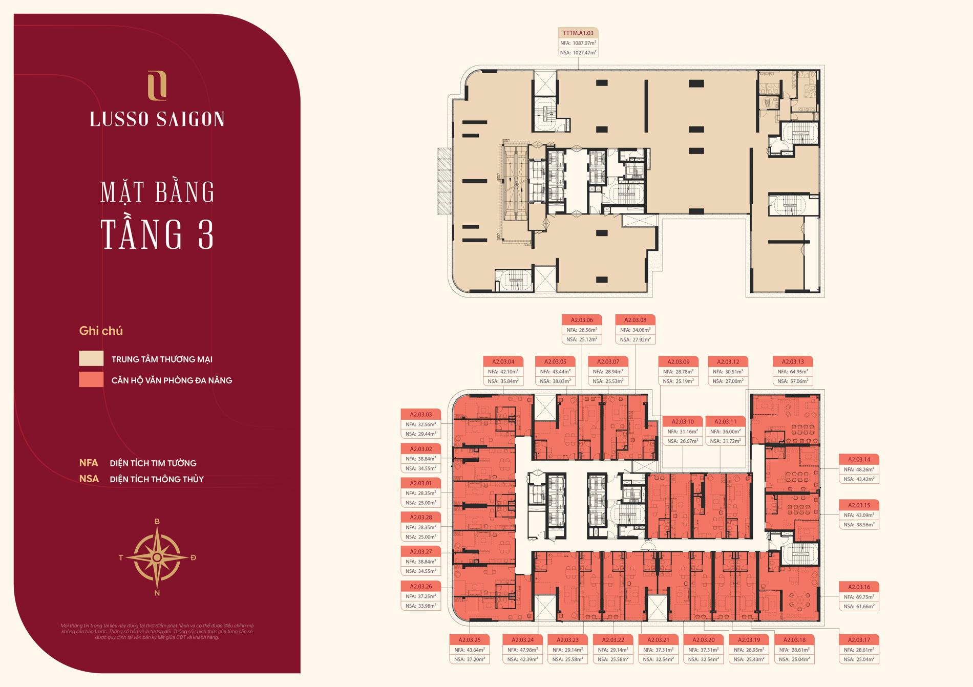 Lusso Saigon Mặt bằng tầng 3 Lusso Saigon