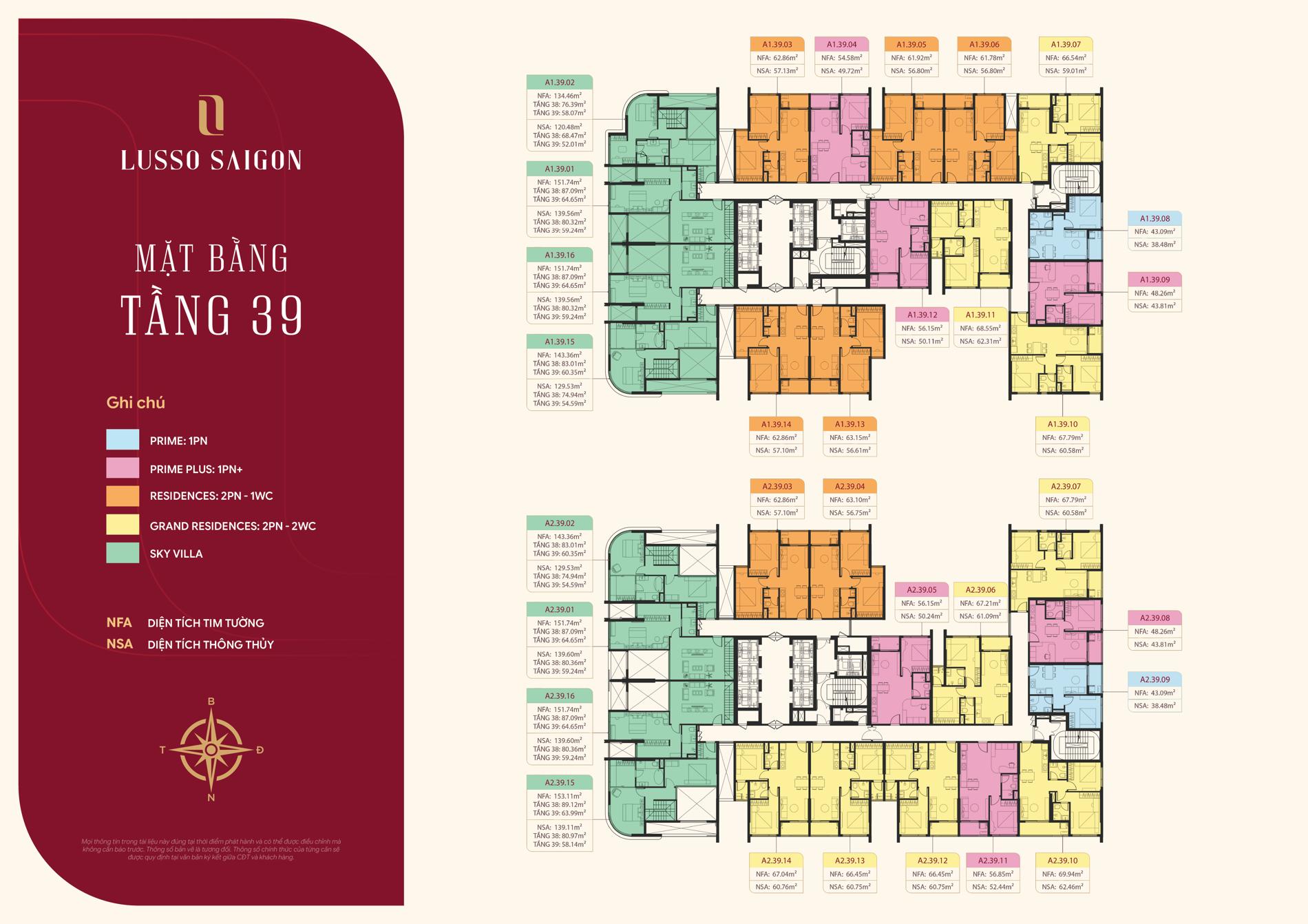 Lusso Saigon Mặt bằng tầng 39 Lusso Saigon