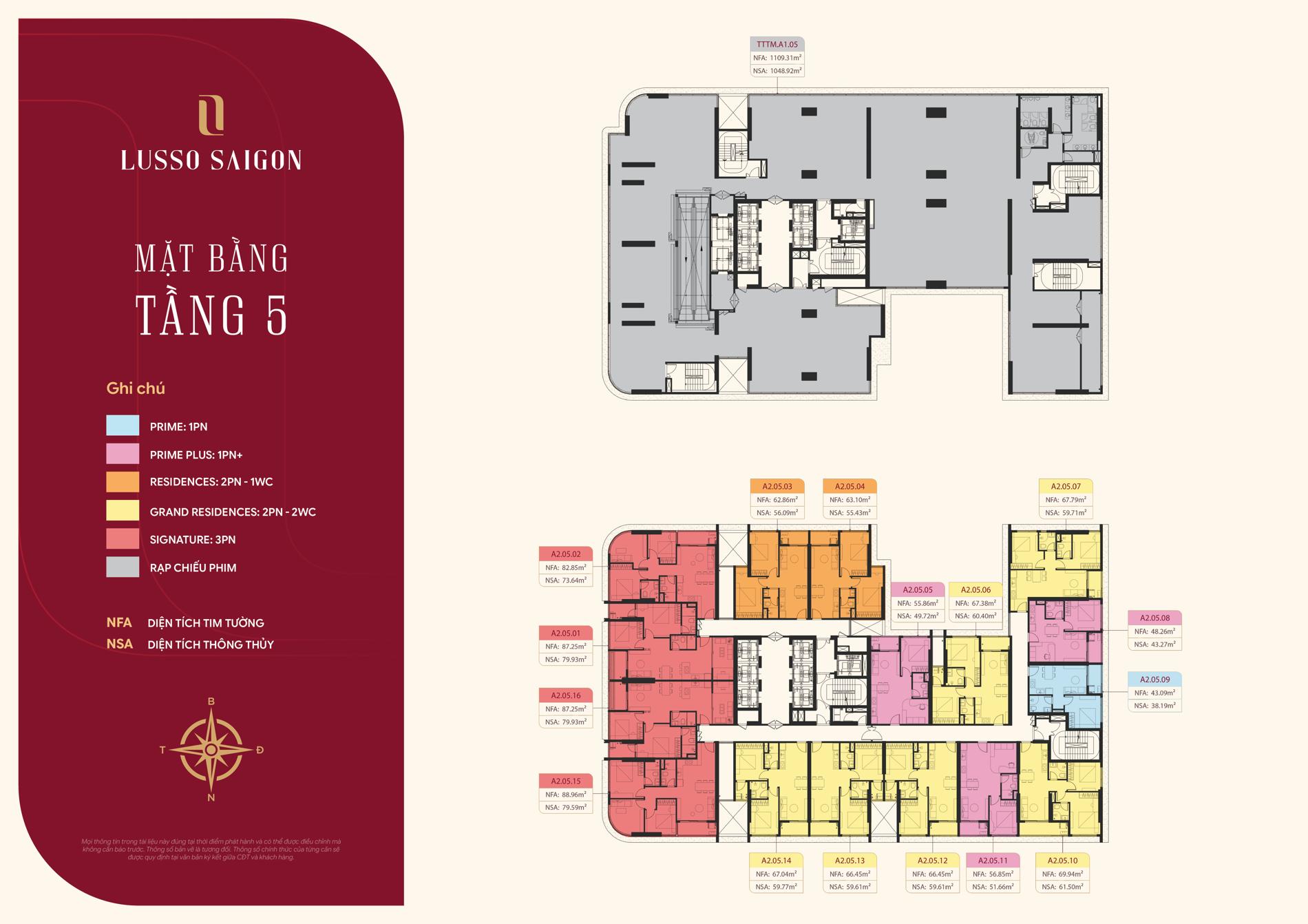 Lusso Saigon Mặt bằng tầng 5 Lusso Saigon