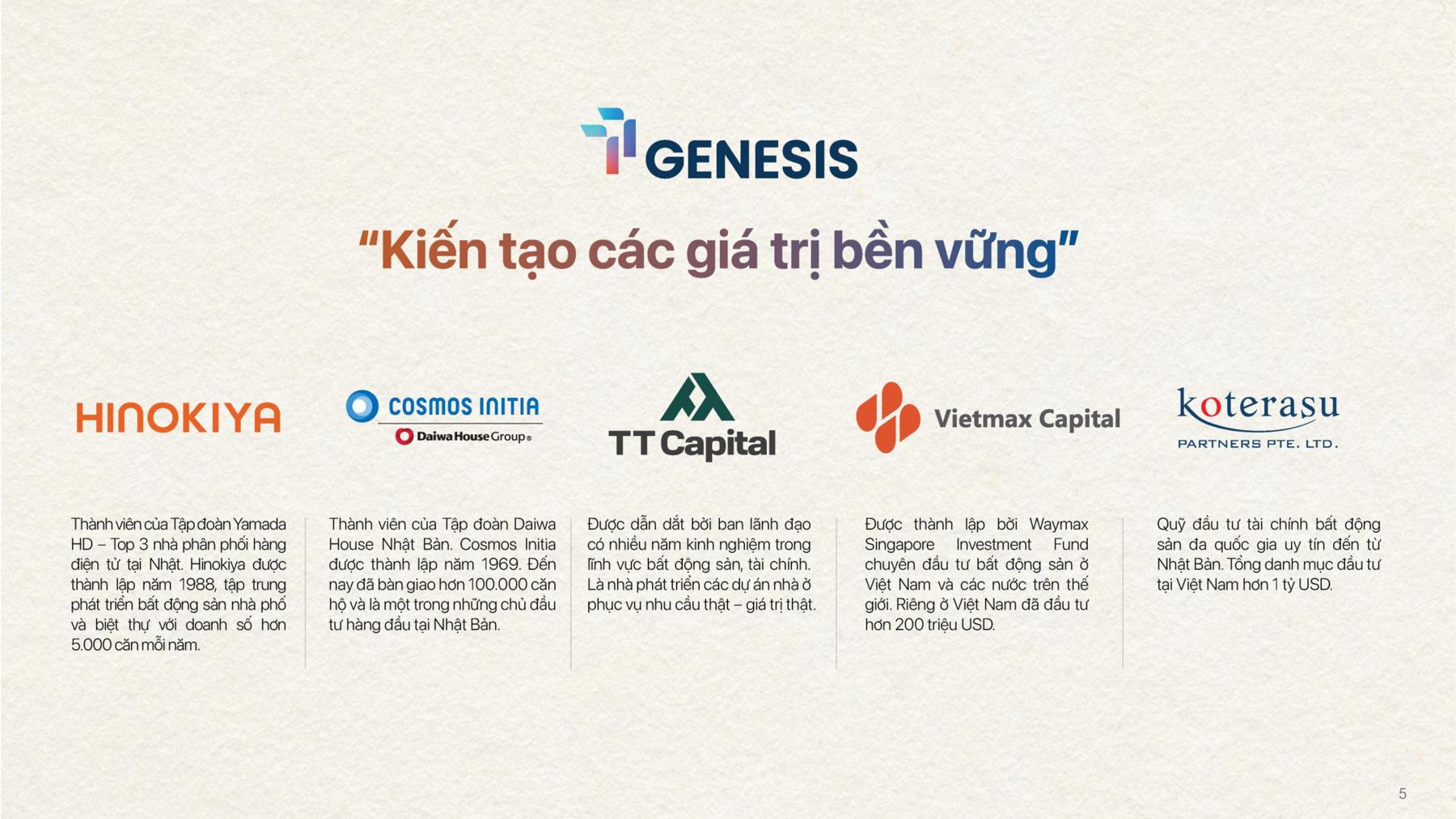Dự án Thông tin chủ đầu tư dự án TT Genesis
