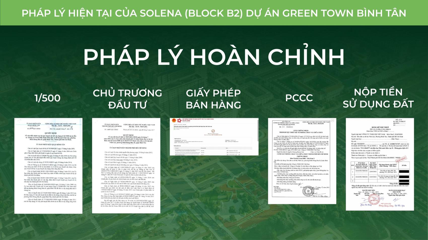 Pháp lý Solena Green Town Bình Tân